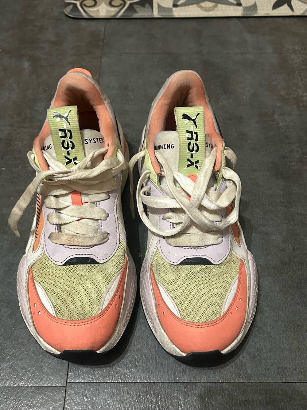 Puma Women's Peach & Lime Colorblock Running Sneakers